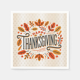 Serviette En Papier Feuilles de automne orange bon thanksgiving