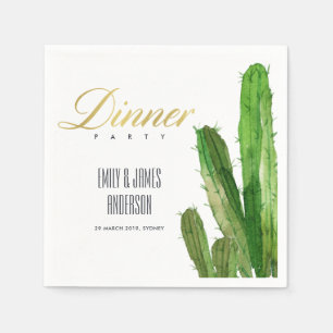 Serviette En Papier FEUILLES DE CACTUS DU DÉSERT Aquarelle DINER DE GA