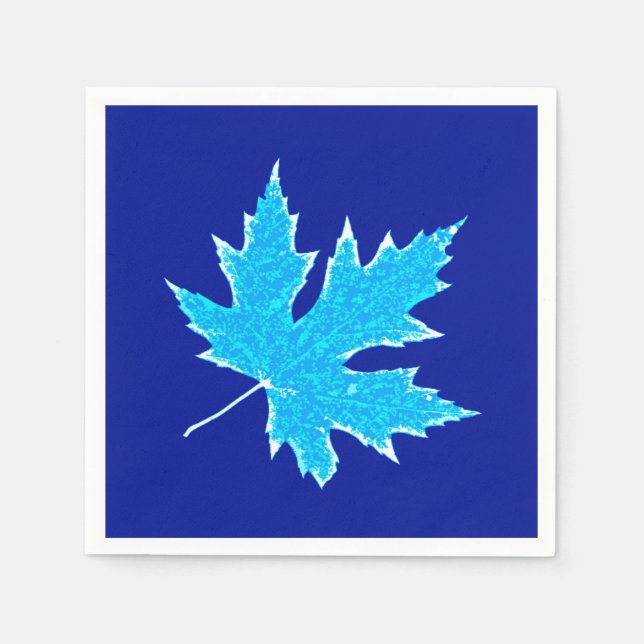 Serviette En Papier Feuilles de chêne - bleu et blanc (Devant)