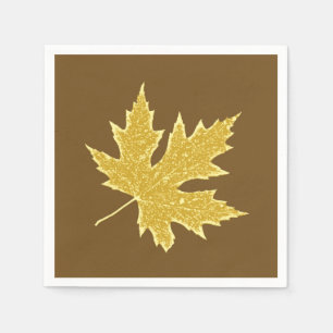 Serviette En Papier Feuilles de chêne - chameau tanné et brun