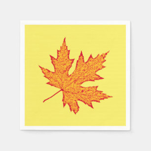 Serviette En Papier Feuilles de chêne - or orange et moutarde