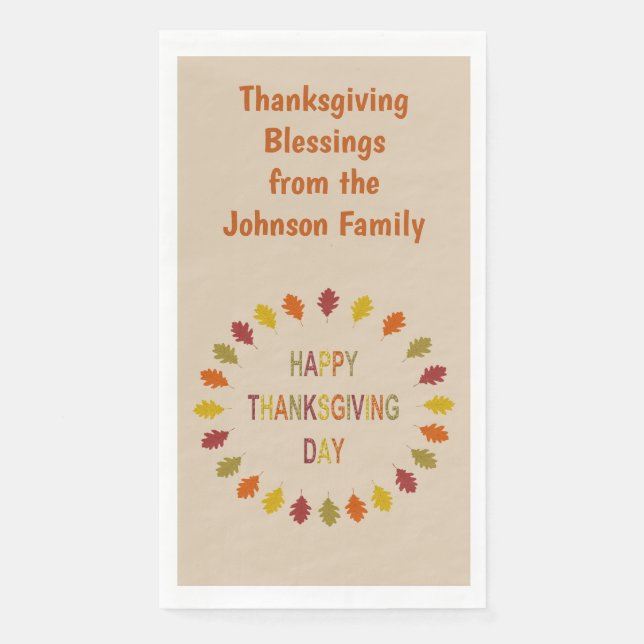 Serviette En Papier Feuilles de chêne Thanksgiving Custom (Devant)