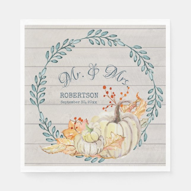 Serviette En Papier Feuilles de chute de ferme rustique dans Fête des  (Devant)