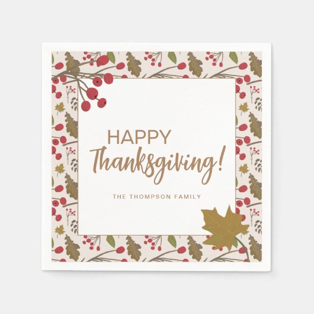 Serviette En Papier Feuilles de chute Rustique Bon thanksgiving person (Devant)