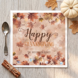 Serviette En Papier Feuilles de érable d'automne à l'aquarelle pour la