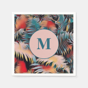 Serviette En Papier Feuilles de Fougère Bleu Mélancolique Botanique Mo