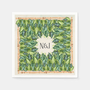 Serviette En Papier Feuilles de Jungle Tropicale et Bambou Mariage Bot