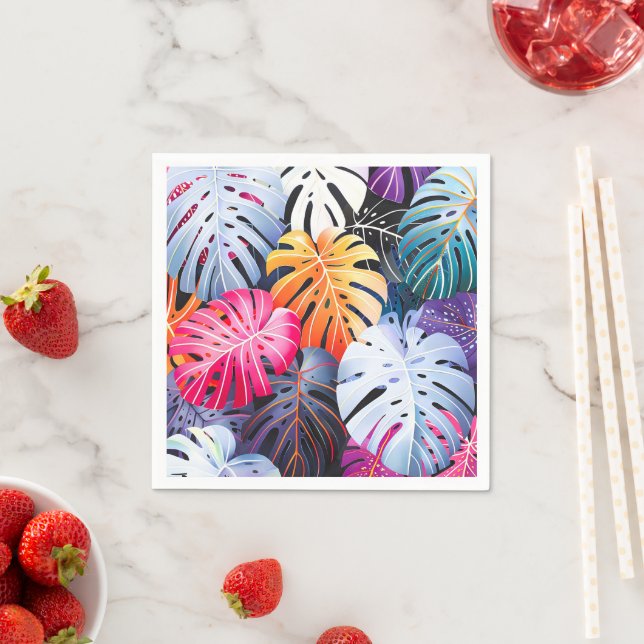 Serviette En Papier Feuilles de la Monstera d'été tropicale (En situation)