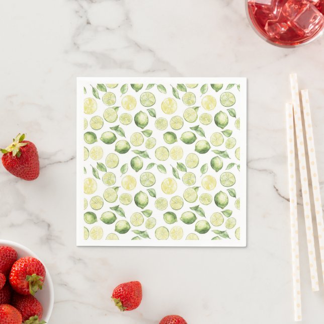 Serviette En Papier Feuilles de limes vertes Fruit (En situation)