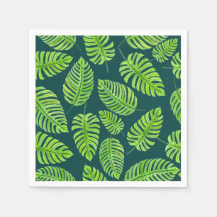 Serviette En Papier Feuilles de Monstera, motif d'aquarelle tropicale
