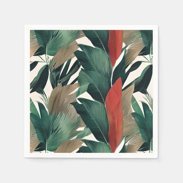 Serviette En Papier Feuilles de palme dans les tons muets (Devant)
