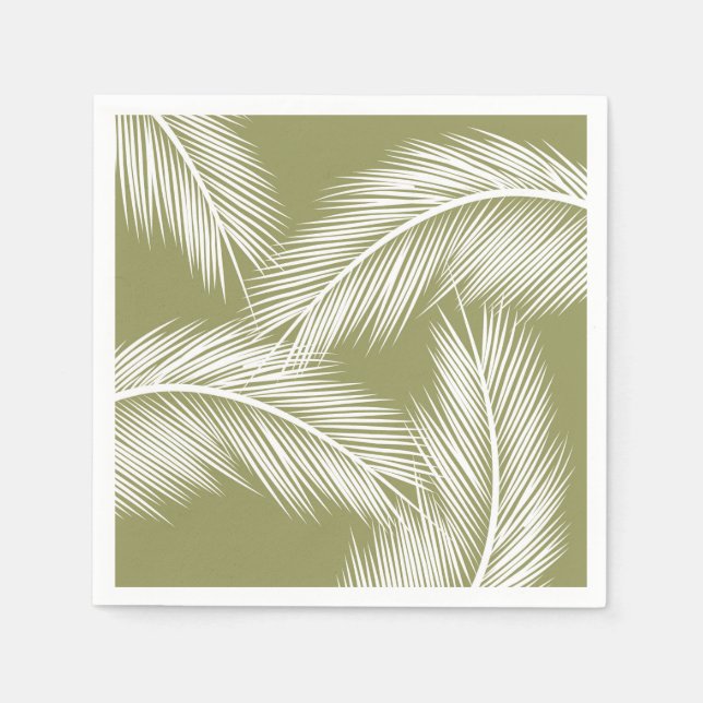 Serviette En Papier Feuilles de palmier blanc sur arrière - plan de co (Devant)