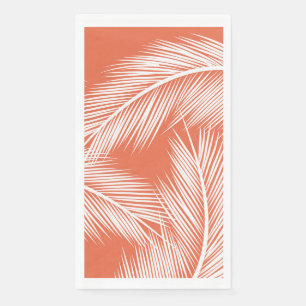 Serviette En Papier Feuilles de paume blanc sur arrière - plan de coul