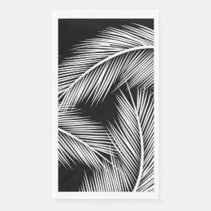 Serviette En Papier Feuilles de paume blanc sur arrière - plan de coul
