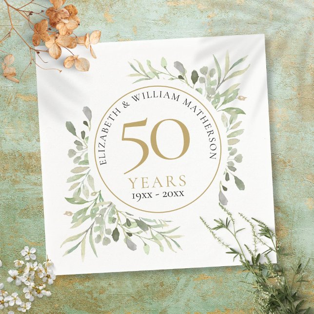 Serviette En Papier Feuilles de verdure pour n'importe quelle année d' (Any Wedding Anniversary Year Greenery Leaves Napkins)