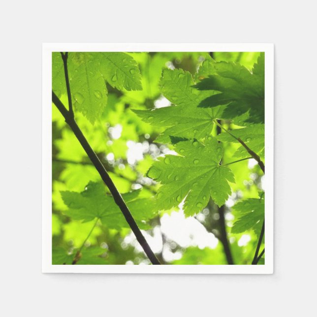 Serviette En Papier Feuilles d'érable avec Raindrops (Devant)