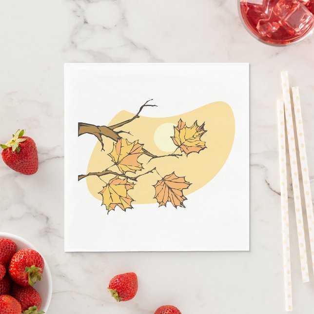 Serviette En Papier Feuilles d'érable d'automne avec Branches et couch (Créateur téléchargé)
