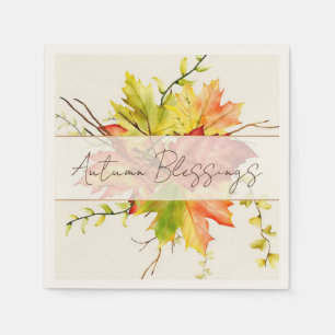 Serviette En Papier Feuilles d'érable d'automne avec texte personnalis