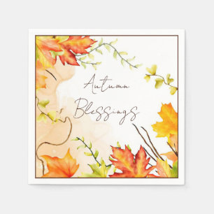 Serviette En Papier Feuilles d'érable d'automne avec texte personnalis