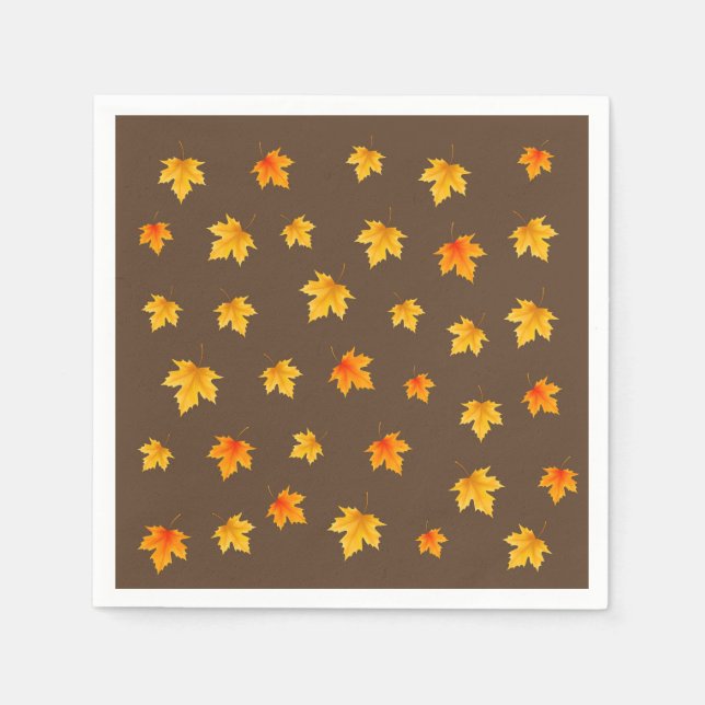 Serviette En Papier Feuilles d'érable sur fond marron (Devant)