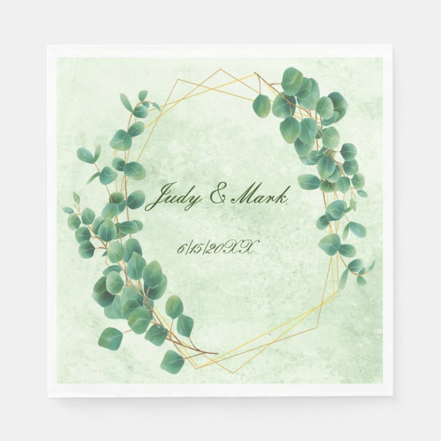Serviette en papier feuilles d'eucalyptus à motifs (Devant)