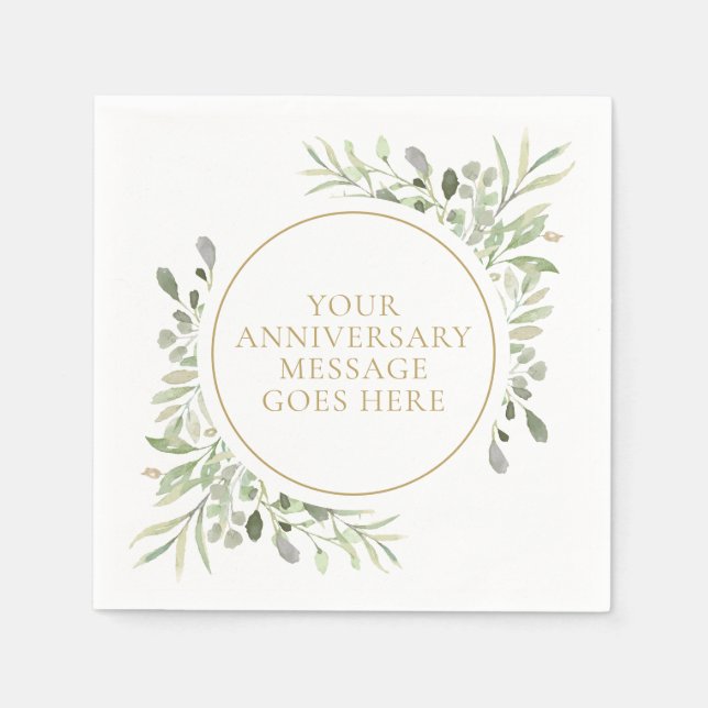 Serviette En Papier Feuilles d'eucalyptus de verdure de 50e anniversai (Devant)