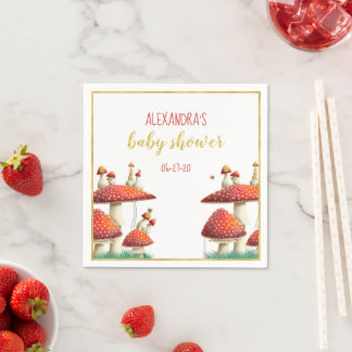 Serviette En Papier Feuilles d'or champignons & abeilles baby shower é