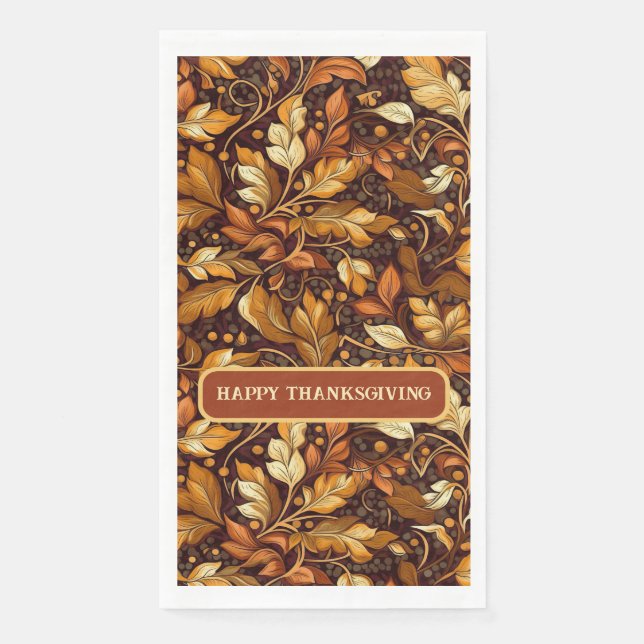 Serviette En Papier Feuilles dorées personnalisables (Devant)