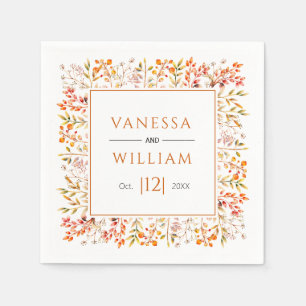 Serviette En Papier Feuilles et baies brûlé mariage de automne orange