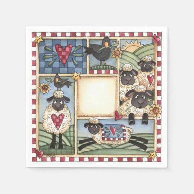 Serviette En Papier Feuilles et corbeaux Folkart (Devant)