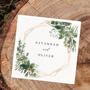 Serviette En Papier Feuilles et Eucalyptus Gold Nom 2