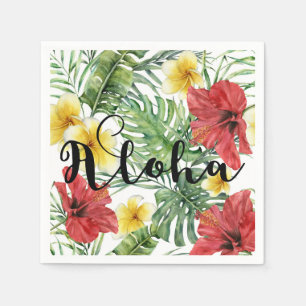 Serviette En Papier Feuilles et Fleurs de Botanique Tropicale Floral A