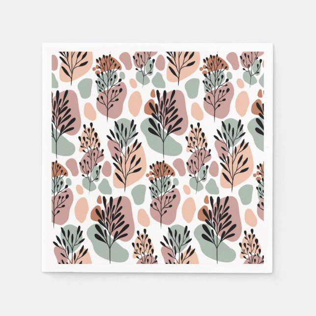 Serviette En Papier Feuilles et formes organiques (Devant)