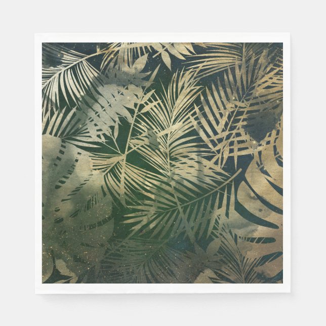 Serviette En Papier Feuilles Green et Gold Palm (Devant)