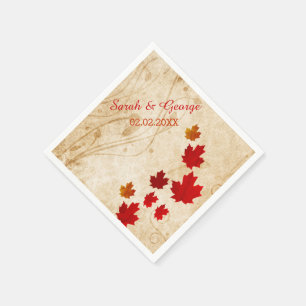 Serviette En Papier Feuilles Rustiques d'érable, serviettes Mariages d