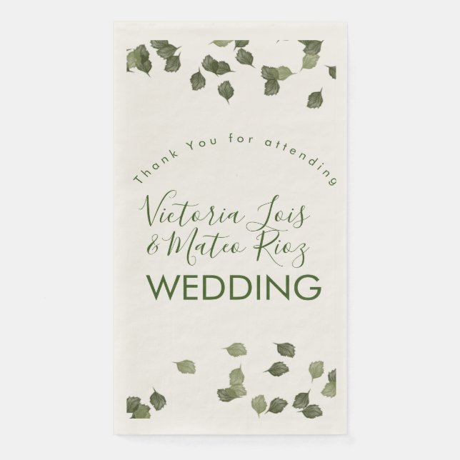 Serviette En Papier Feuilles tombantes Automne Verdure Merci   (Devant)