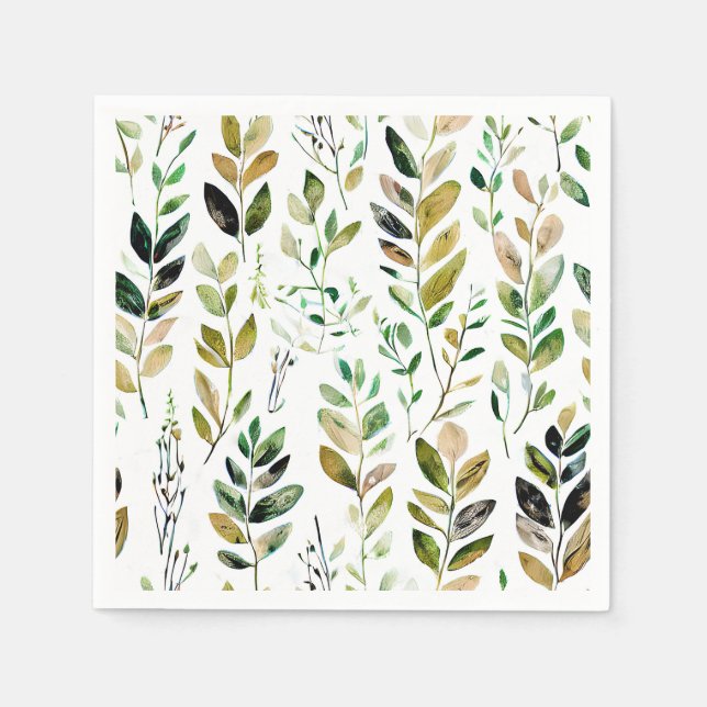 Serviette En Papier Feuilles tons terre pastel (Devant)