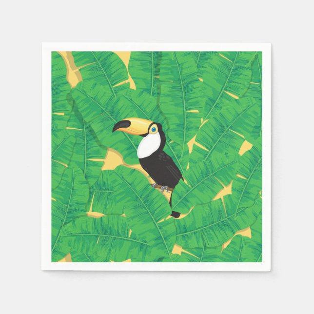 Serviette En Papier Feuilles toucans et bananes (Devant)