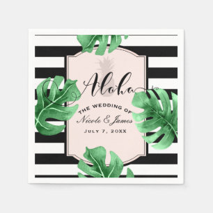 Serviette En Papier Feuilles Tropicales & Ananas Élégant Mariage Moder