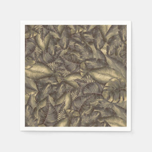 Serviette En Papier Feuilles Tropicales Rustiques Élégance Botanique V