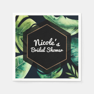 Serviette En Papier Feuilles Tropicales Vertes Élégant Mariage Party