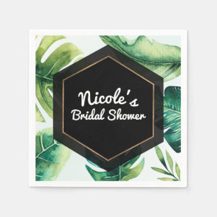 Serviette En Papier Feuilles Tropicales Vertes Fête de Mariage Élégant