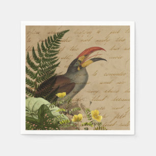 Serviette En Papier Feuilles tropicaux et Toucan