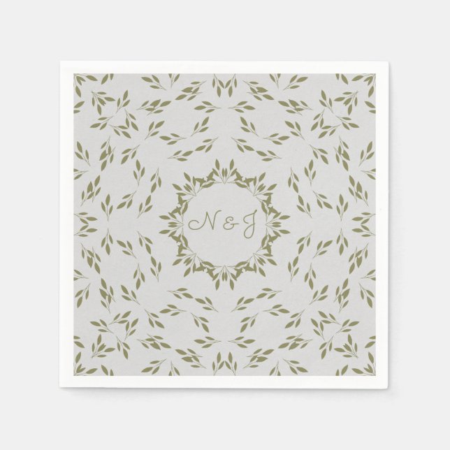Serviette En Papier Feuilles vert olive Mouture naturelle d'avoine Mar (Devant)