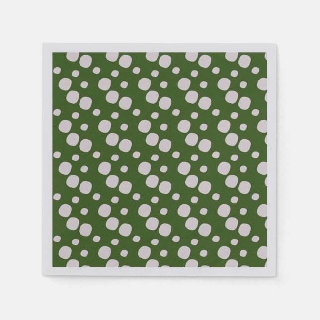 Serviette En Papier Feuilles Vertes Points Roses (Devant)