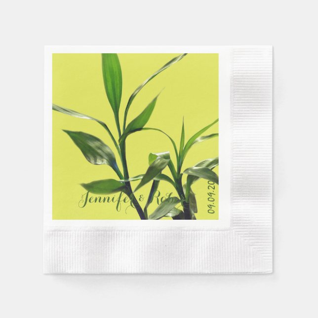 Serviette En Papier Feuilles verts de bambou frais en vert (Devant)