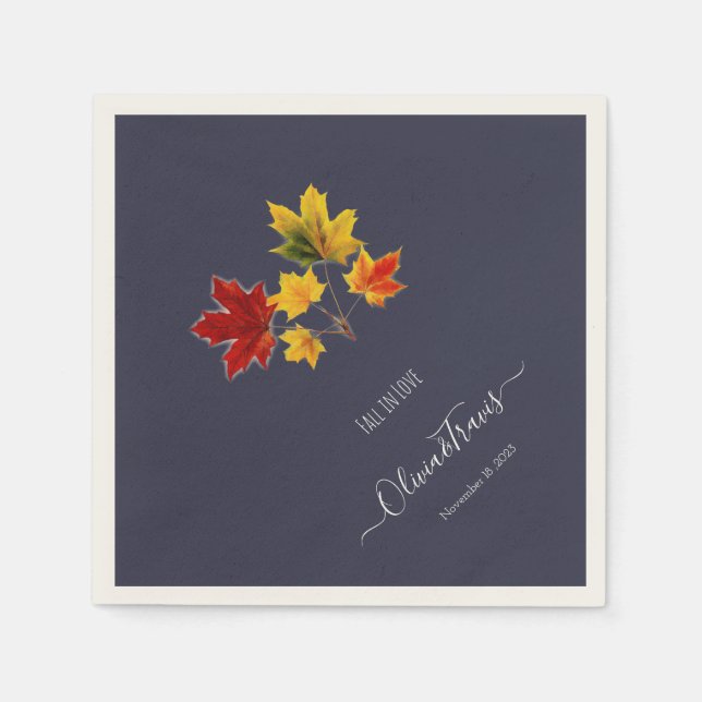 Serviette En Papier feuilles vintages d'érable - tomber amoureux (Devant)