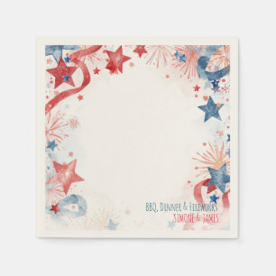 Serviette En Papier Feux d'artifice à l'aquarelle Décoration de fête d