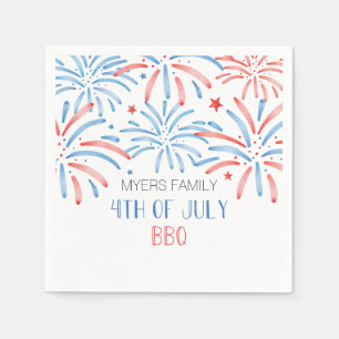 Serviette En Papier Feux d'artifice à l'aquarelle Fête du 14 juillet