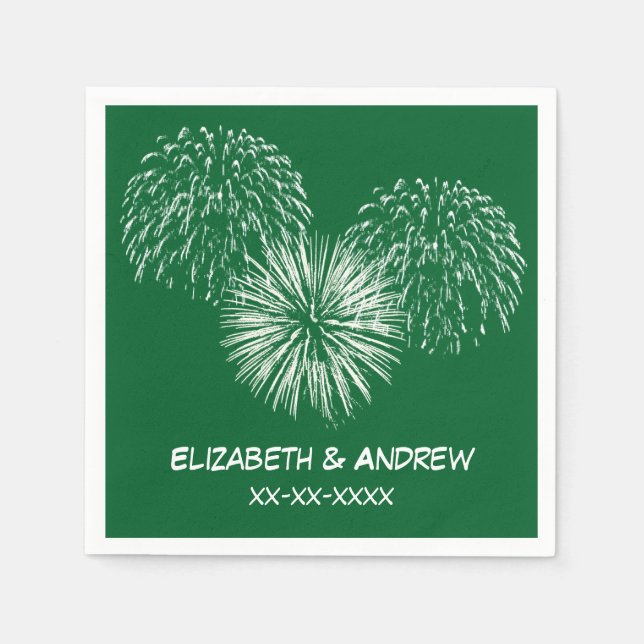 Serviette En Papier Feux d'artifice, Arrière - plan vert de forêt, Nom (Devant)